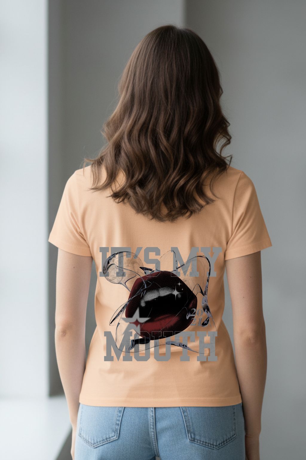 ITS MY MOUTH BEIGE TEE