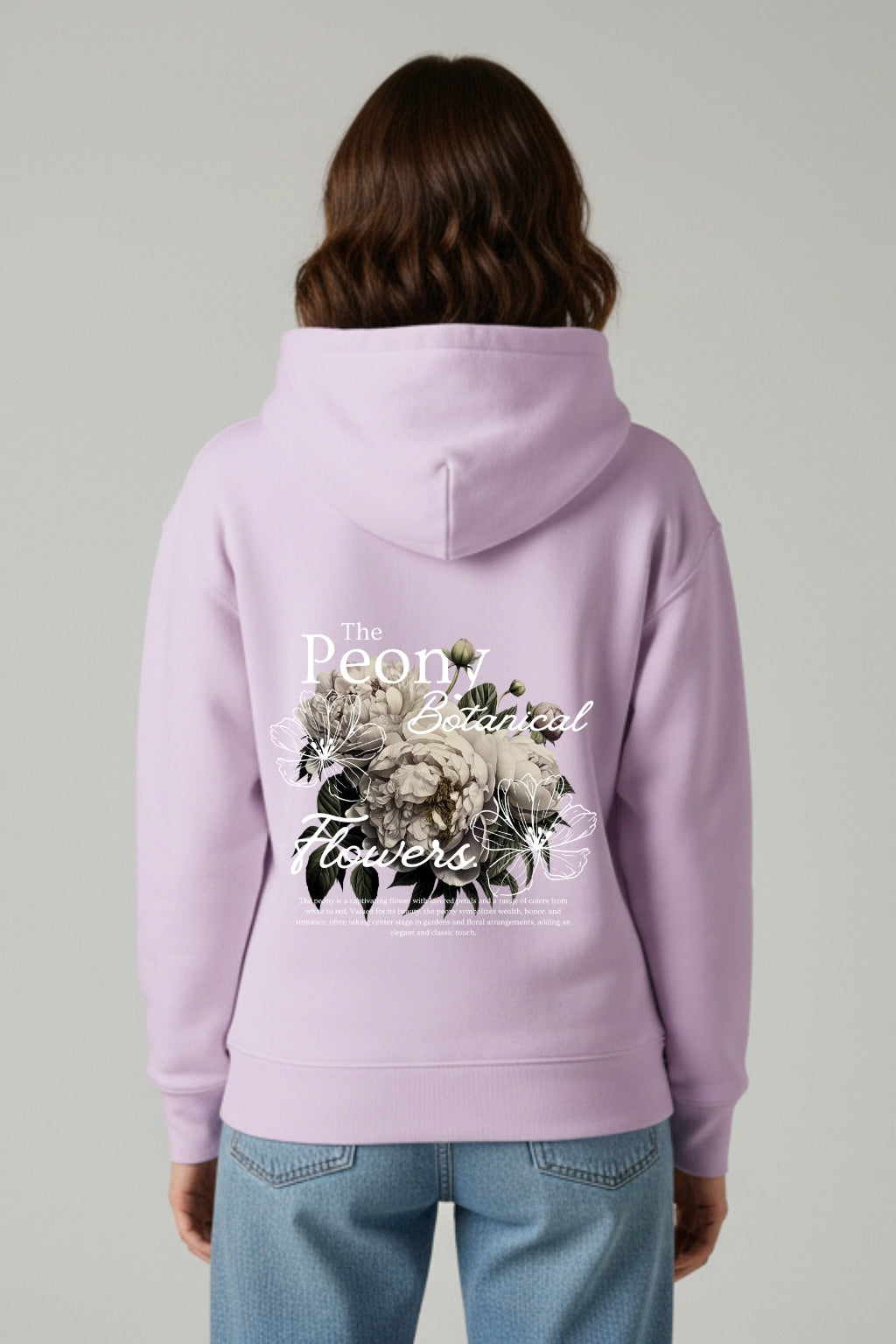 GREAT AURA THE PEONY BOTANICAL FLOWERS LAVENDER HOODIE