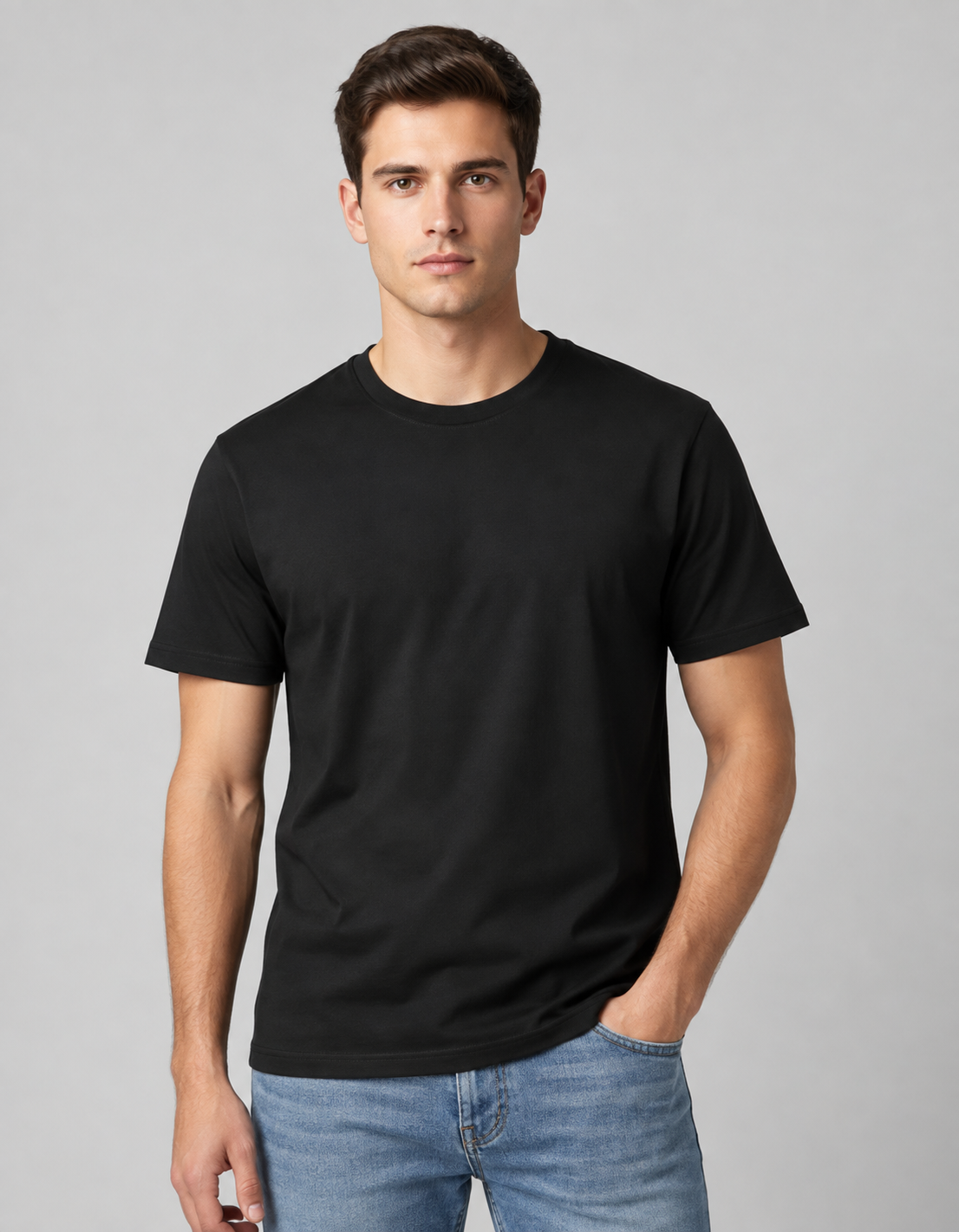 Premium Classic Black Crew Neck T-Shirt