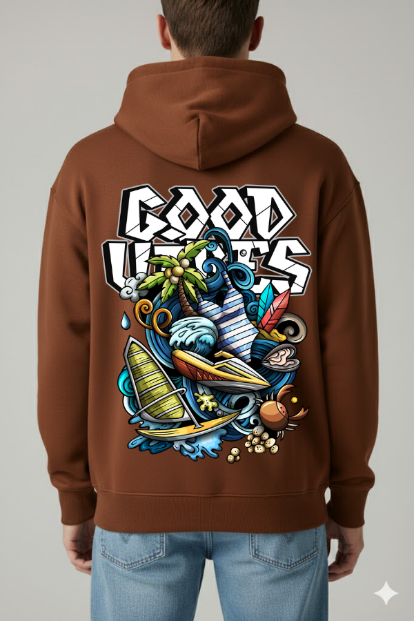 GREAT AURA GOOD VIBES BROWN HOODIE – POSITIVE ENERGY DROP