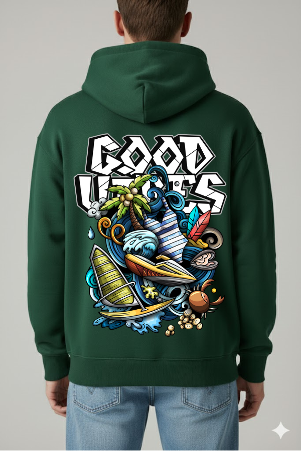 GREAT AURA GOOD VIBES GREEN HOODIE – POSITIVE ENERGY DROP