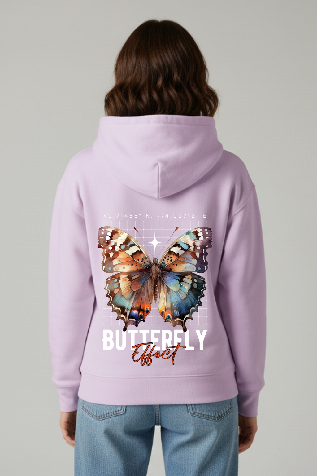 GREAT AURA BUTTERFLY EFFECT LAVENDER HOODIE