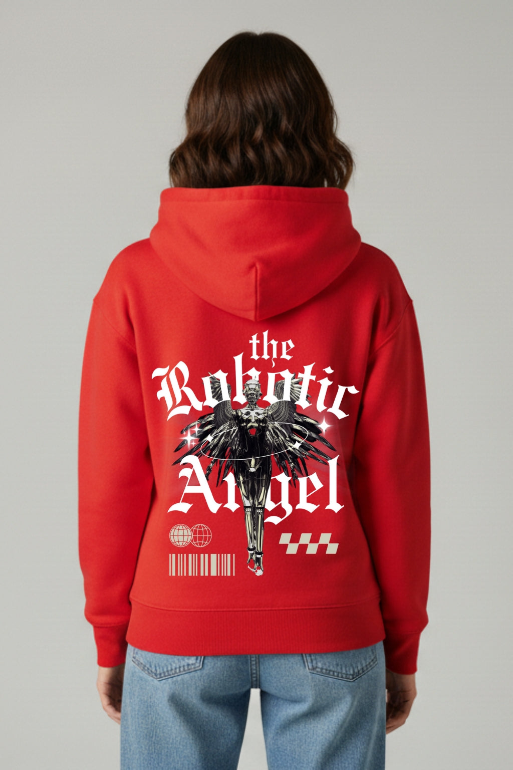 GREAT AURA ROBOTIC ANGEL RED HOODIE