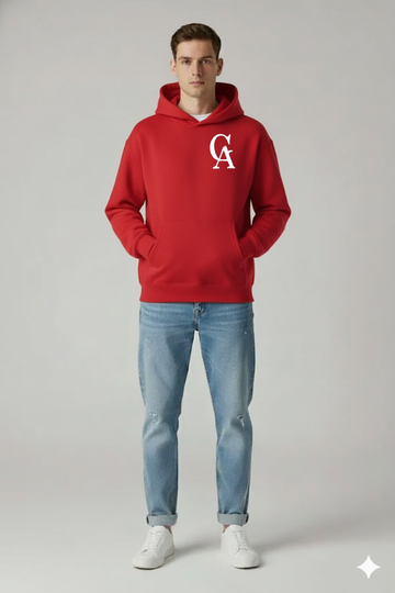 GREAT AURA COMFORT RED HOODIE – EVERYDAY ESSENTIALS