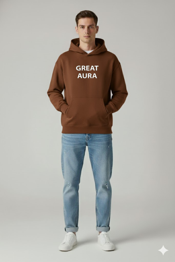 GREAT AURA BLANK BROWN HOODIE – MINIMAL ESSENTIAL FIT