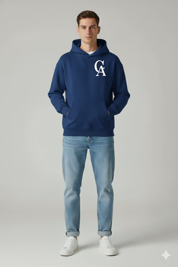GREAT AURA BLANK BLUE HOODIE – CLEAN MINIMAL CLASSIC