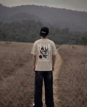 Beige Peace Dove Graphic T-Shirt