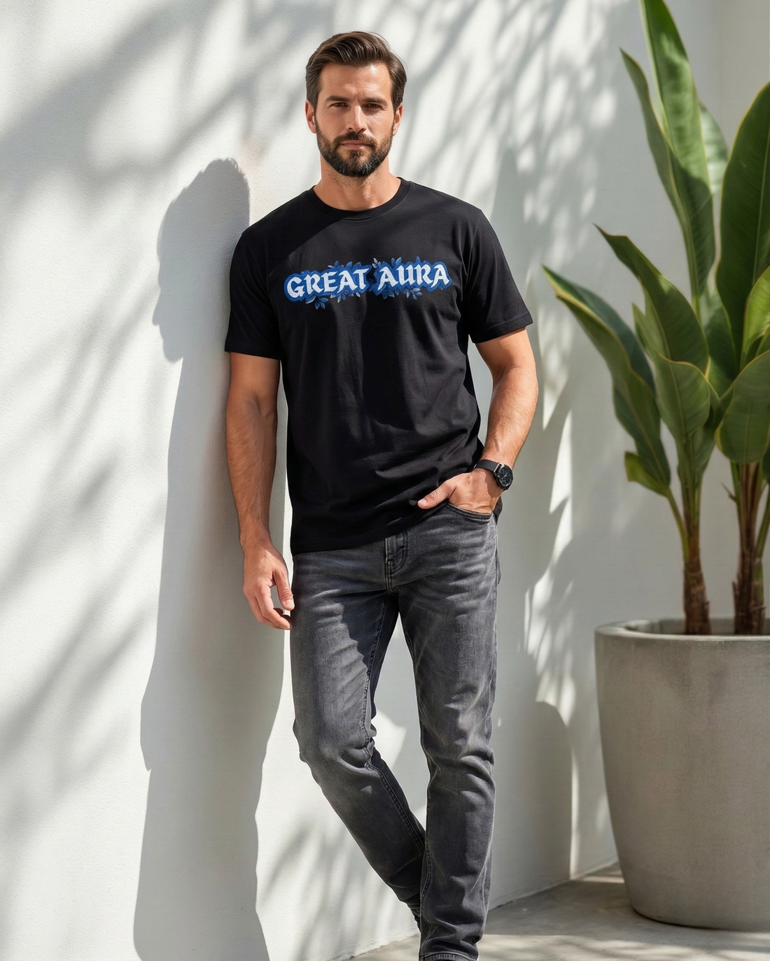 Great Aura Floral Minimal T-Shirt