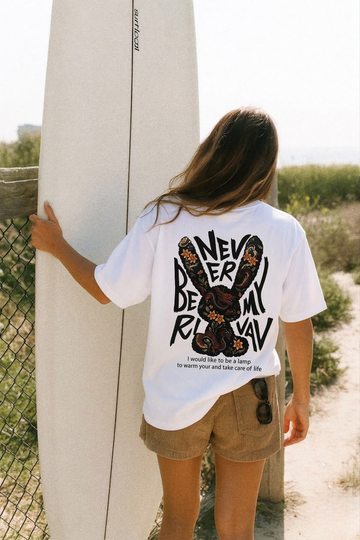 White Bunny Art Graphic T-Shirt
