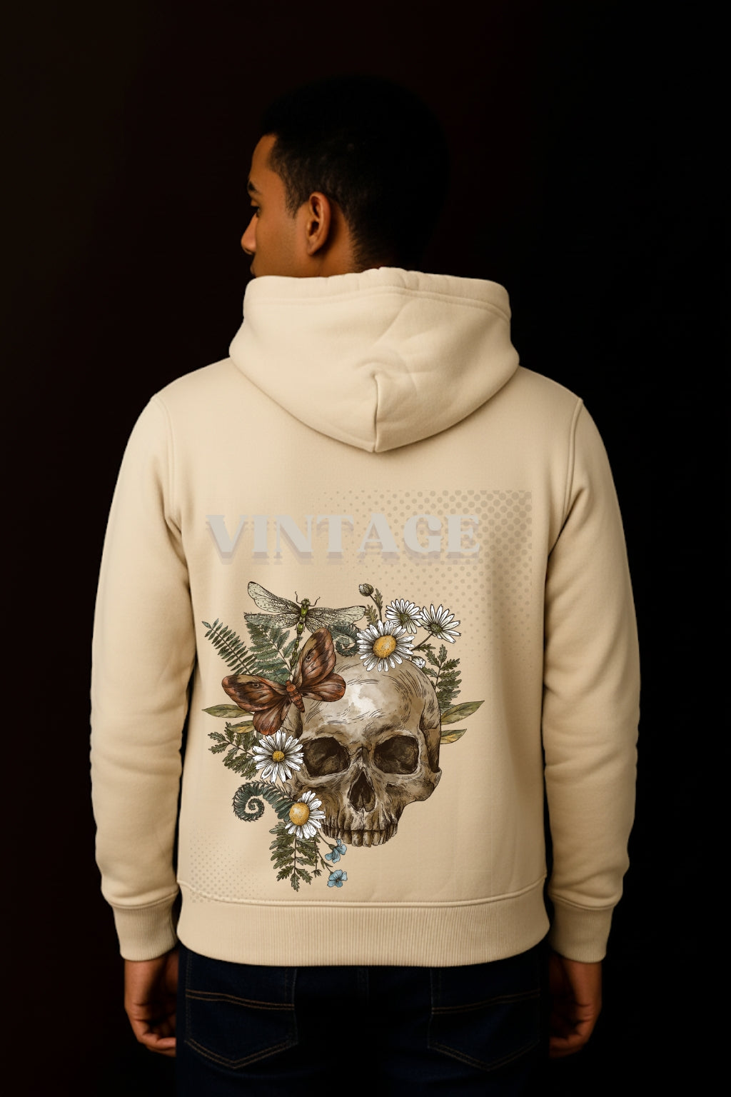 GREAT AURA VINTAGE BLOOM BEIGE HOODIE